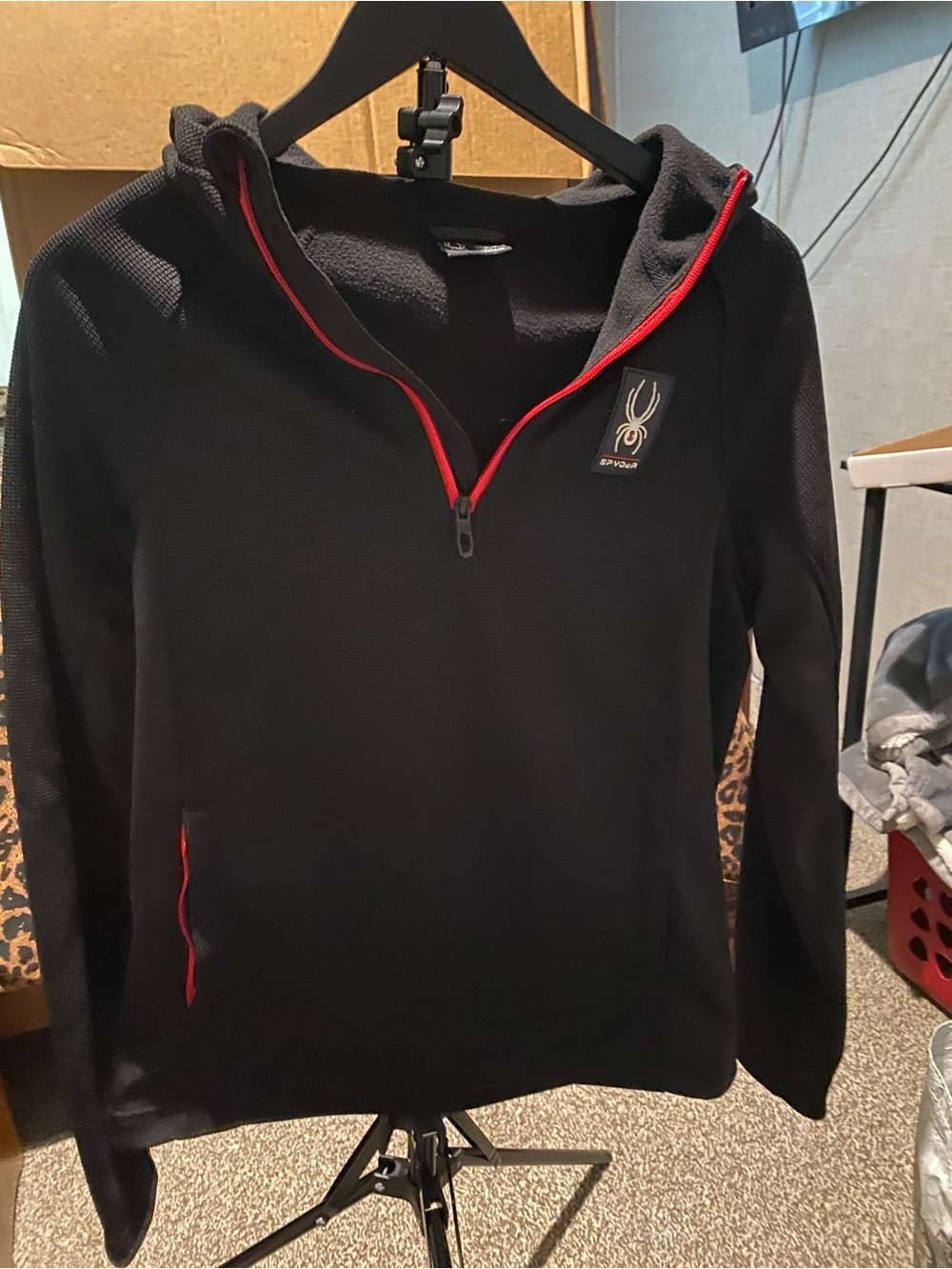 Spyder Women’s Black Half-Zip Hoodie with Red Trim